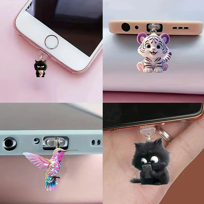 Cute Cat & Dog Dust Plug Pendant – Type-C Charging Port Protector for iPhone
