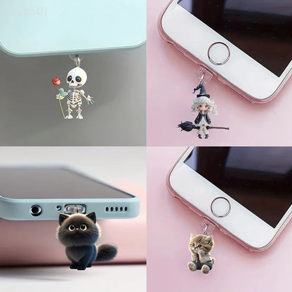 Cute Cat & Dog Dust Plug Pendant – Type-C Charging Port Protector for iPhone