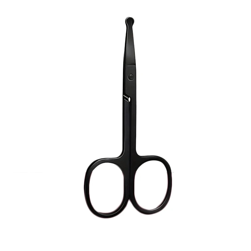 Stainless Steel Nose Hair Scissors – Round Head Safety Trimmer, Silver Mirror Finish