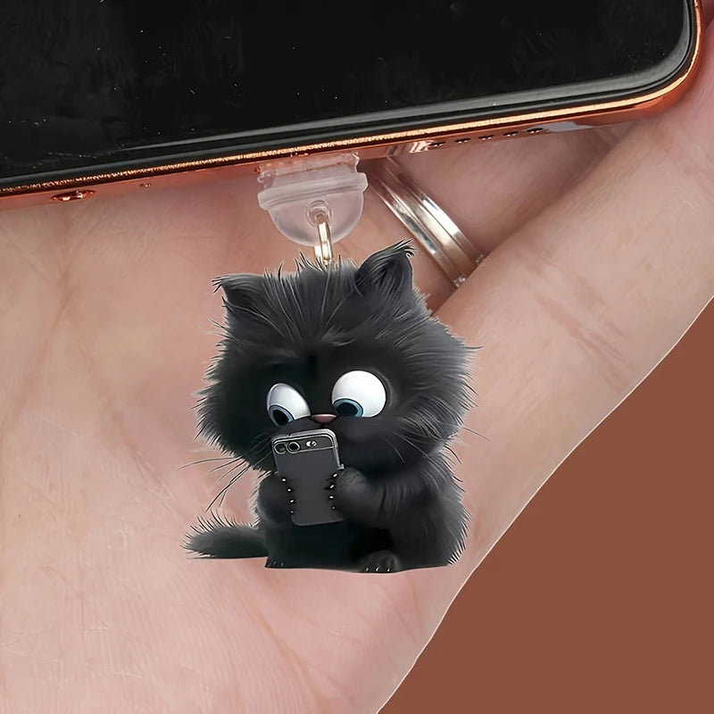 Cute Cat & Dog Dust Plug Pendant – Type-C Charging Port Protector for iPhone