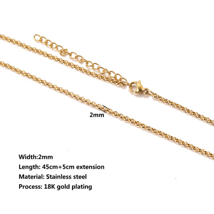 5Pcs Stainless Steel Bead Chain Cuba Cross O Ripple Chain Necklace Plated Gold 45CM Adjustable Chain Lobster Clasp DIY Necklace