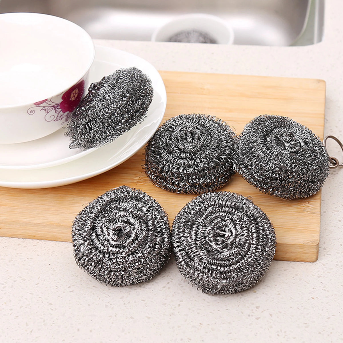 Stainless Steel Scrubber Pads – Heavy Duty Steel Wool for Kitchen & Bathroom, 6/12pcs