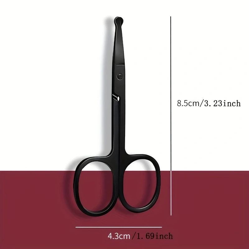 Stainless Steel Nose Hair Scissors – Round Head Safety Trimmer, Silver Mirror Finish
