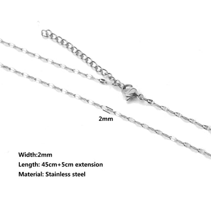 5Pcs Stainless Steel Bead Chain Cuba Cross O Ripple Chain Necklace Plated Gold 45CM Adjustable Chain Lobster Clasp DIY Necklace