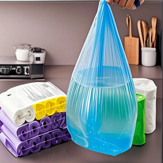 Ultra Thick Disposable Garbage Bags – Colored, Easy-Tie Handles, 5 Rolls/100PCS