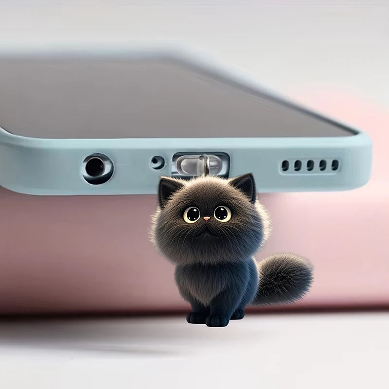Cute Cat & Dog Dust Plug Pendant – Type-C Charging Port Protector for iPhone