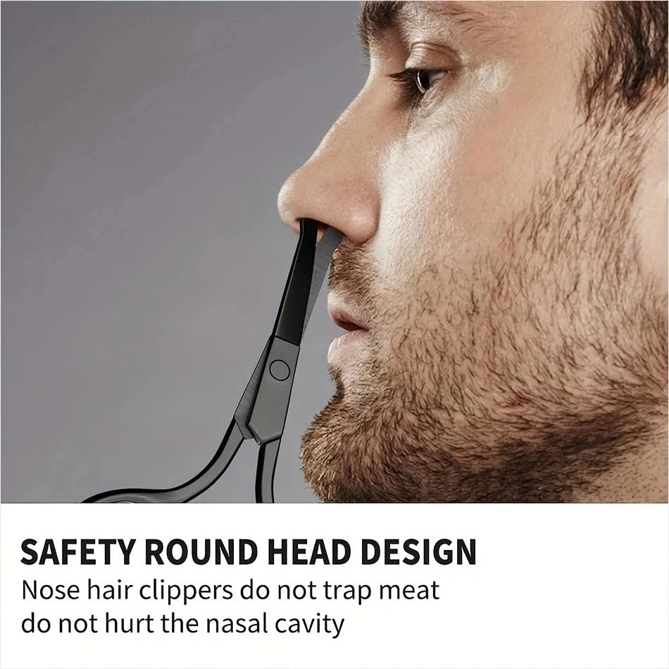 Stainless Steel Nose Hair Scissors – Round Head Safety Trimmer, Silver Mirror Finish