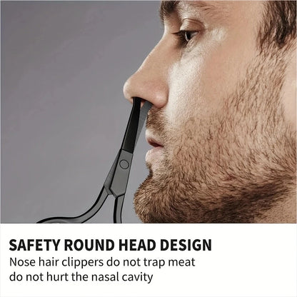 Stainless Steel Nose Hair Scissors – Round Head Safety Trimmer, Silver Mirror Finish