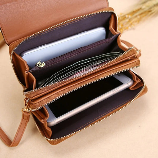 Women's Korean PU Leather Wallet – Large Capacity Multi-Card Crossbody Phone Bag