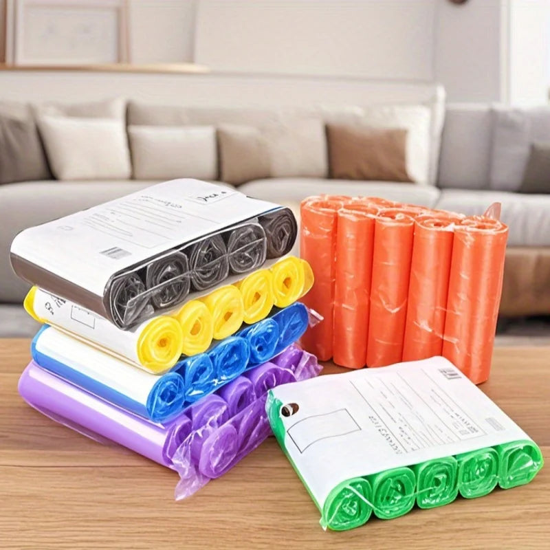 Ultra Thick Disposable Garbage Bags – Colored, Easy-Tie Handles, 5 Rolls/100PCS