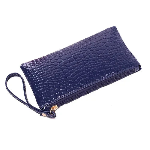 Women's Korean Crocodile PU Coin Purse – Multi-Use Clutch & Makeup Bag