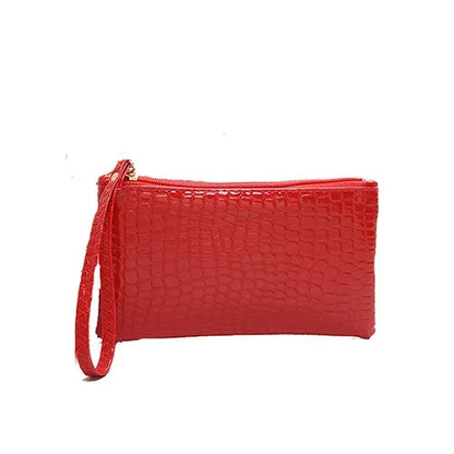 Women's Korean Crocodile PU Coin Purse – Multi-Use Clutch & Makeup Bag