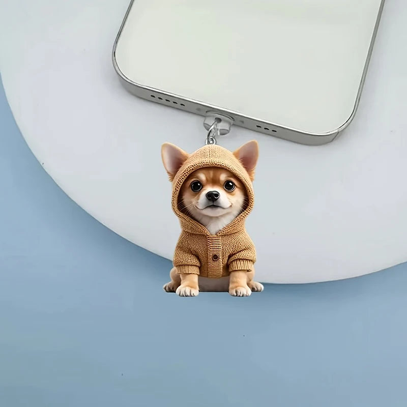 Cute Cat & Dog Dust Plug Pendant – Type-C Charging Port Protector for iPhone