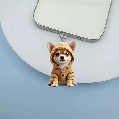 Cute Cat & Dog Dust Plug Pendant – Type-C Charging Port Protector for iPhone
