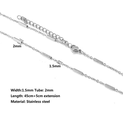 5Pcs Stainless Steel Bead Chain Cuba Cross O Ripple Chain Necklace Plated Gold 45CM Adjustable Chain Lobster Clasp DIY Necklace