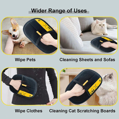 Electrostatic Pet Hair Remover Glove – Reusable 2-in-1 Grooming Glove & Lint Roller