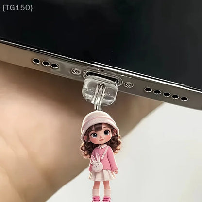 Cute Cat & Dog Dust Plug Pendant – Type-C Charging Port Protector for iPhone