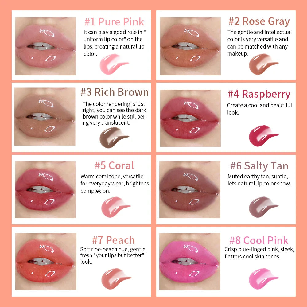 Soft Tube Lip Balm – Long-Lasting Moisturizing, Transparent Tint Lip Glaze, 4 Colors