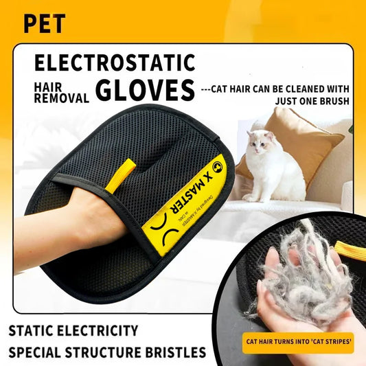 Electrostatic Pet Hair Remover Glove – Reusable 2-in-1 Grooming Glove & Lint Roller