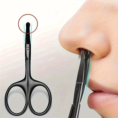 Stainless Steel Nose Hair Scissors – Round Head Safety Trimmer, Silver Mirror Finish