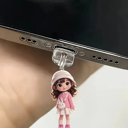 Cute Cat & Dog Dust Plug Pendant – Type-C Charging Port Protector for iPhone