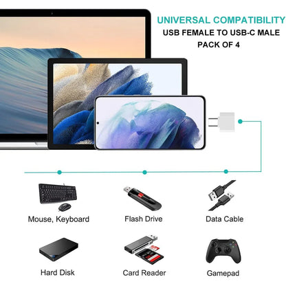USB 2.0 to Type-C Adapter – USB Female to Type-C Male Converter