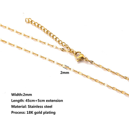 5Pcs Stainless Steel Bead Chain Cuba Cross O Ripple Chain Necklace Plated Gold 45CM Adjustable Chain Lobster Clasp DIY Necklace
