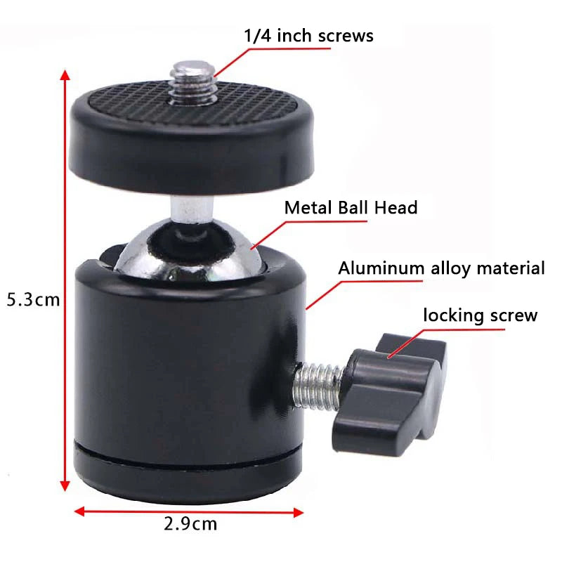 Universal 1/4" Swivel Ball Head Tripod Mount Adapter – For GoPro, DSLR & Camcorders