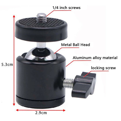 Universal 1/4" Swivel Ball Head Tripod Mount Adapter – For GoPro, DSLR & Camcorders