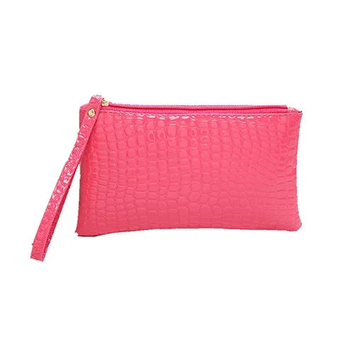 Women's Korean Crocodile PU Coin Purse – Multi-Use Clutch & Makeup Bag
