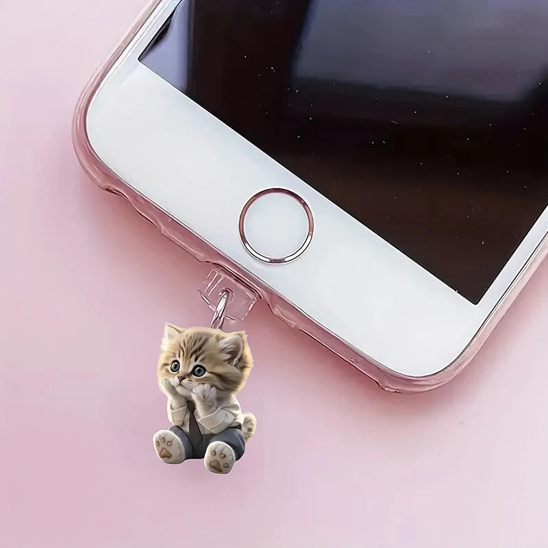 Cute Cat & Dog Dust Plug Pendant – Type-C Charging Port Protector for iPhone