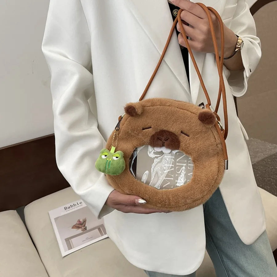 Capybara Plush Backpack – Kawaii Mini Knapsack Shoulder Bag, 33cm
