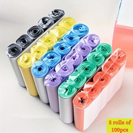 Ultra Thick Disposable Garbage Bags – Colored, Easy-Tie Handles, 5 Rolls/100PCS