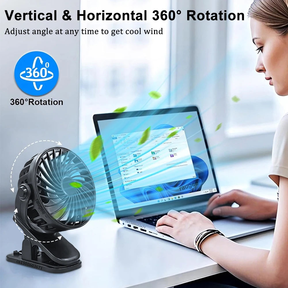 Mini Clip Fan – USB Rechargeable Stroller & Desk Fan