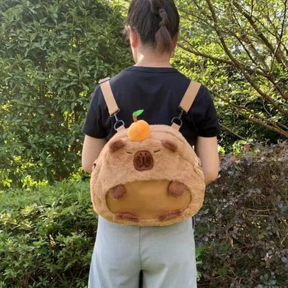 Capybara Plush Backpack – Kawaii Mini Knapsack Shoulder Bag, 33cm