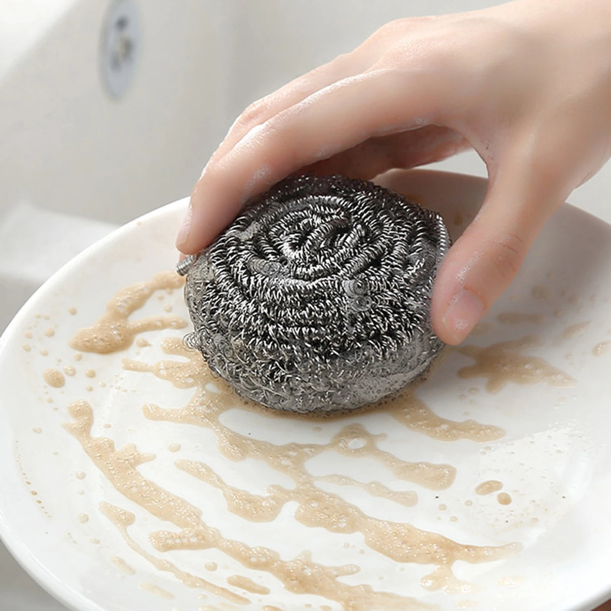 Stainless Steel Scrubber Pads – Heavy Duty Steel Wool for Kitchen & Bathroom, 6/12pcs