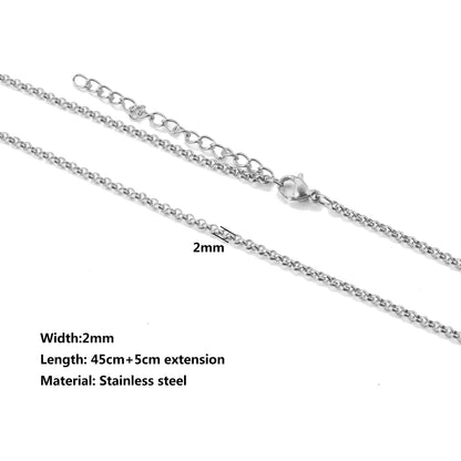 5Pcs Stainless Steel Bead Chain Cuba Cross O Ripple Chain Necklace Plated Gold 45CM Adjustable Chain Lobster Clasp DIY Necklace