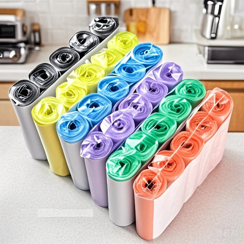 Ultra Thick Disposable Garbage Bags – Colored, Easy-Tie Handles, 5 Rolls/100PCS