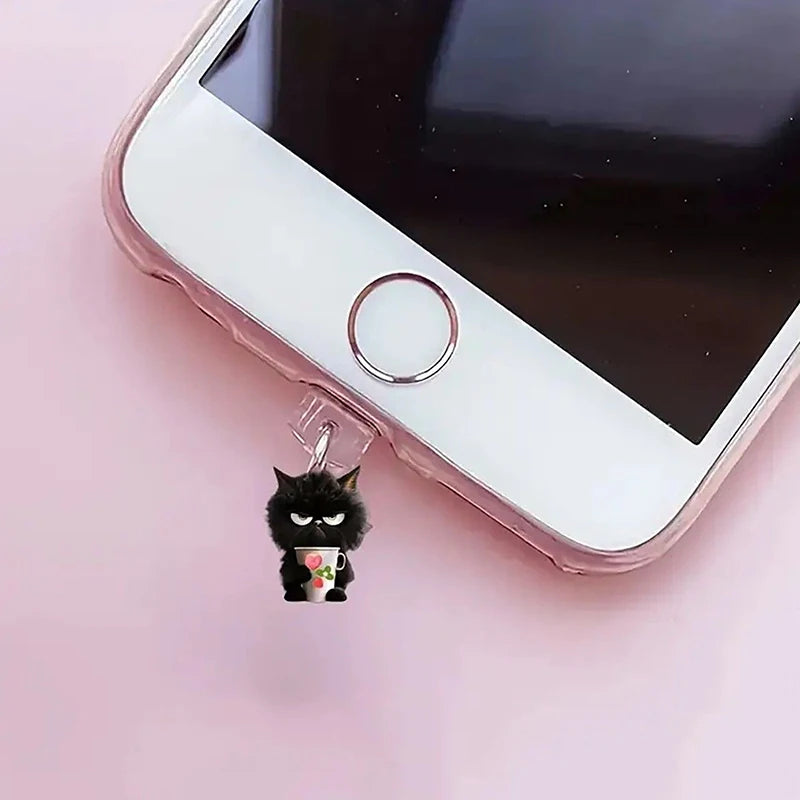 Cute Cat & Dog Dust Plug Pendant – Type-C Charging Port Protector for iPhone