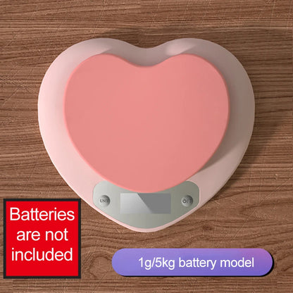 Multi-Function Kitchen Baking Scale Pink Heart-Shaped Portable High-Precision Digital Scale 5Kg/1G 3Kg/0.1G LCD Electronic Scale