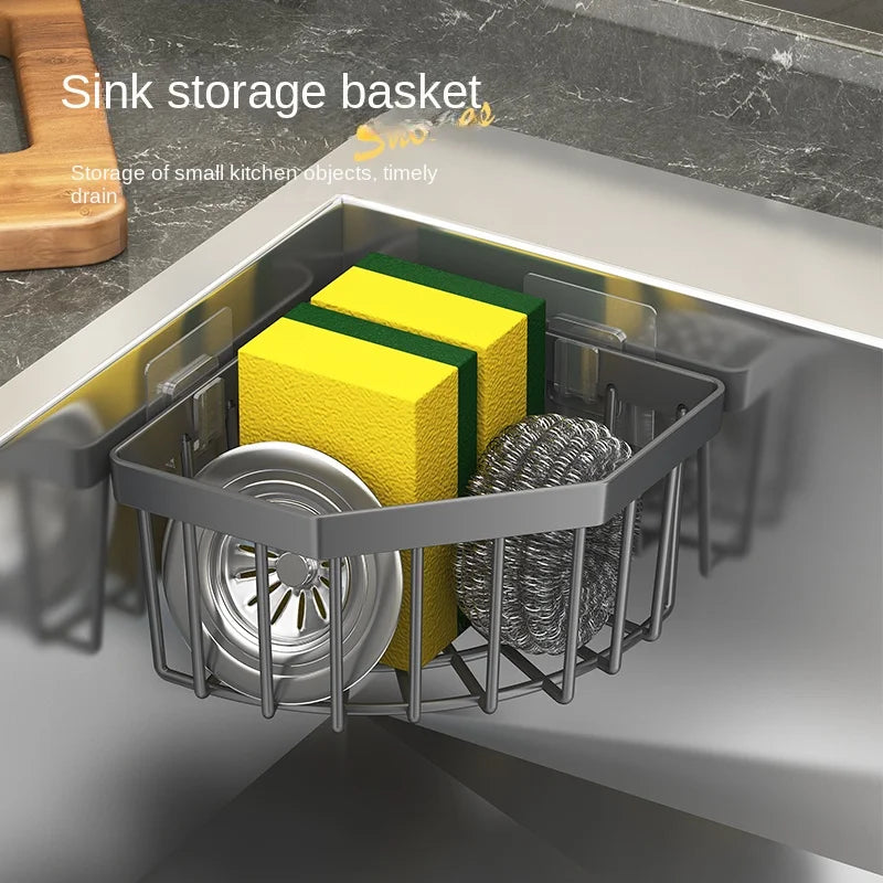Kitchen Drain Basket Storage Basket Faucet Basket Drain Sponge Double Basket Kitchenware