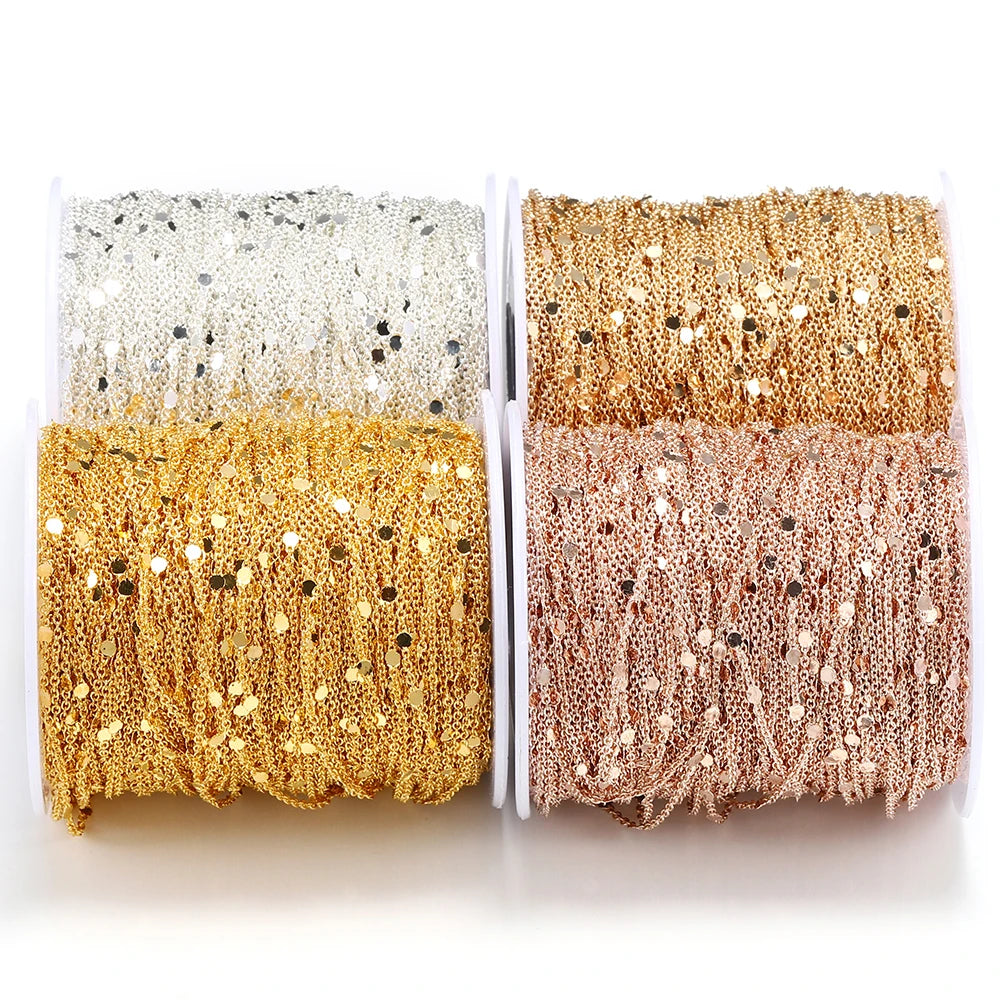 2 Meters Sequins O-Word Chain Disc Copper Chain DIY Bracelet Necklace Body Chain Jewelry Accessories