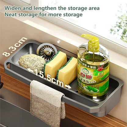 Kitchen Sink Organizer Drain Rack Self-Draining Shelf Sponge Holder Dishcloth Faucet Storage Soap Drainer Kitchen Accessories