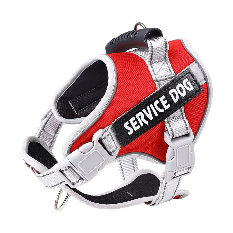 Personal Reflective Adjustable Dog Vest Service Dog Harness Large Dog Harness with Rubber Handle for Large Dog Walking Accessory