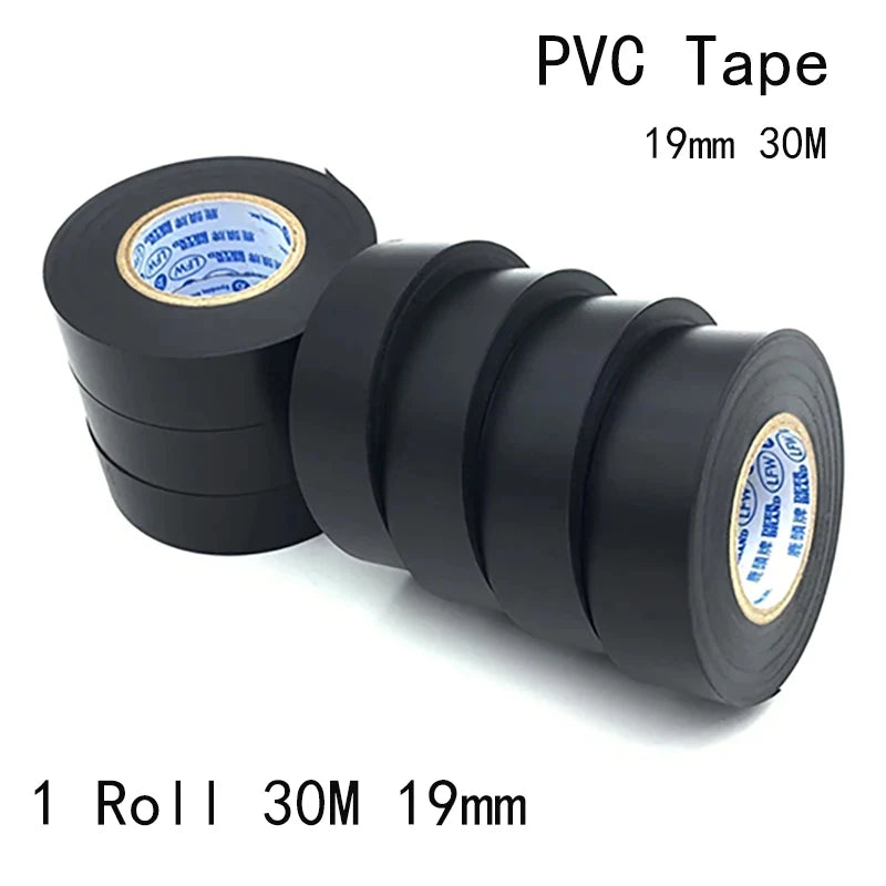 19Mm Black Electrical Tape,Insulation Tape,Electrical Tape,Pvc Adhesive Waterproof Tape, 1 Roll of 30 Meters