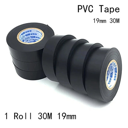 19Mm Black Electrical Tape,Insulation Tape,Electrical Tape,Pvc Adhesive Waterproof Tape, 1 Roll of 30 Meters