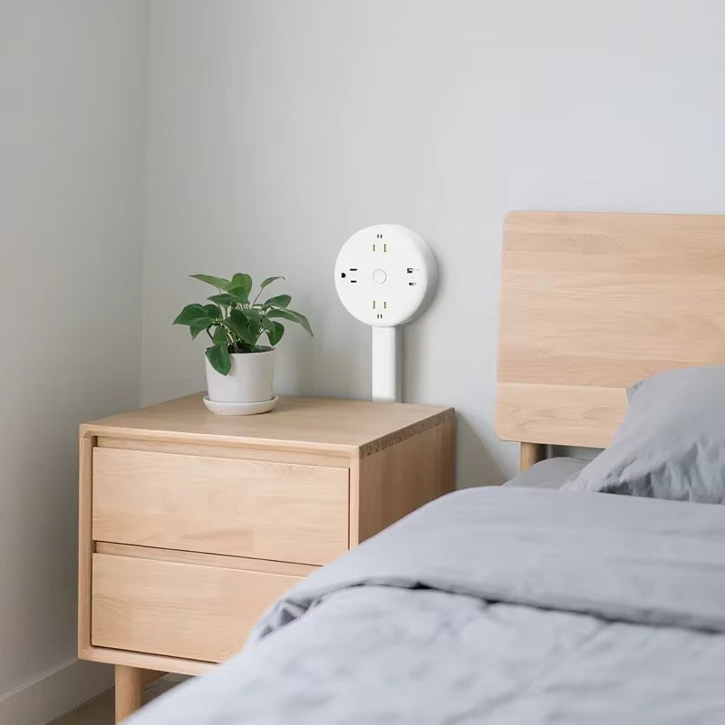 Electrical Wall Plug Rotates Electrical Outlet Extender Adjustable Length Power Outlets Extender Power Socket for Nightstand