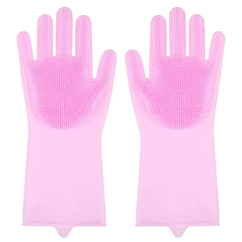 Silicone Dishwashing Gloves Dishwashing and Laundry Insulated Kitchen Cleaning Household Gloves Pet Bathing Gloves