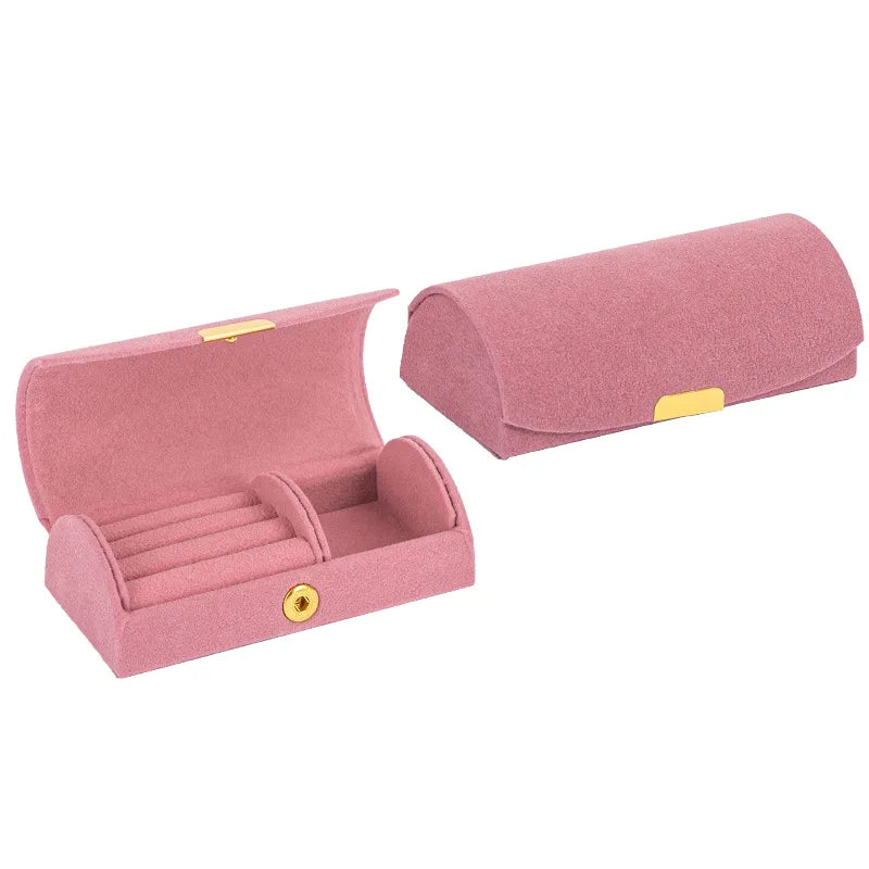Arched Portable Jewelry Storage Box Portable Business Trip and Travel Anti-Oxidation Ring Jewelry Box Velvet Cloth Accessory Box