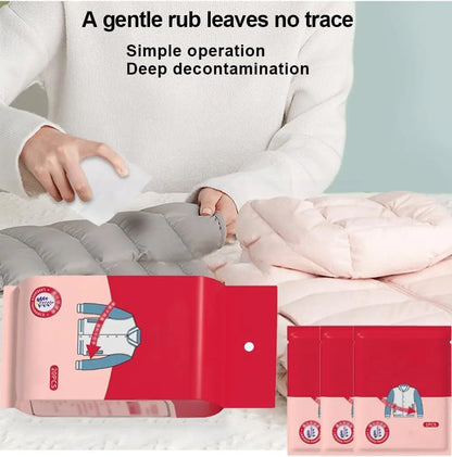 20Pcs Clothing Stain Removal Wet Wipes Multi Functional Non Washing and Stain Removing Wet Wipes for down Cotton Leather Jacket